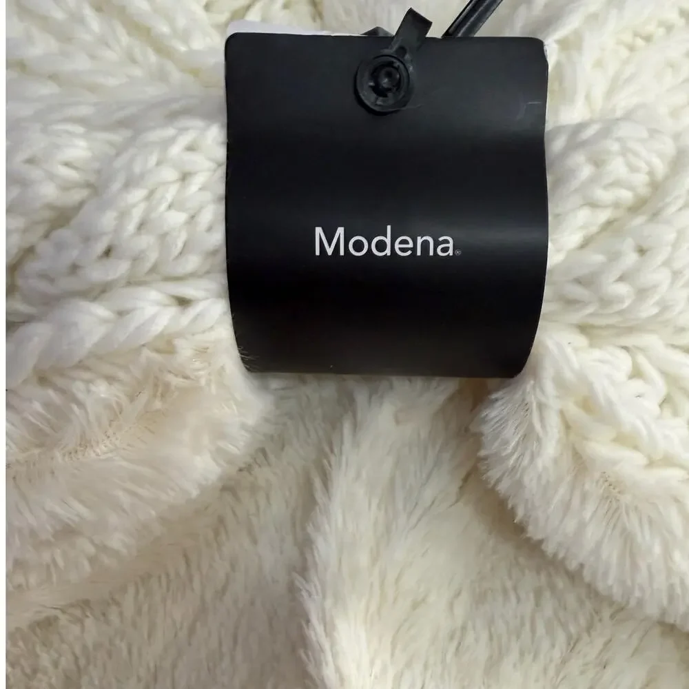 Modena Women's Winter Scarf Infinity OS White Sparkle Faux Fur Lining NEW TAGS